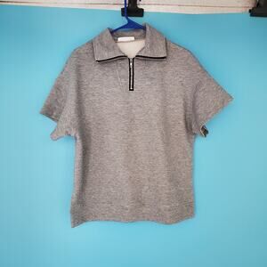 Etosell Top Size Small Short Sleeve Collard 1/4 Zip